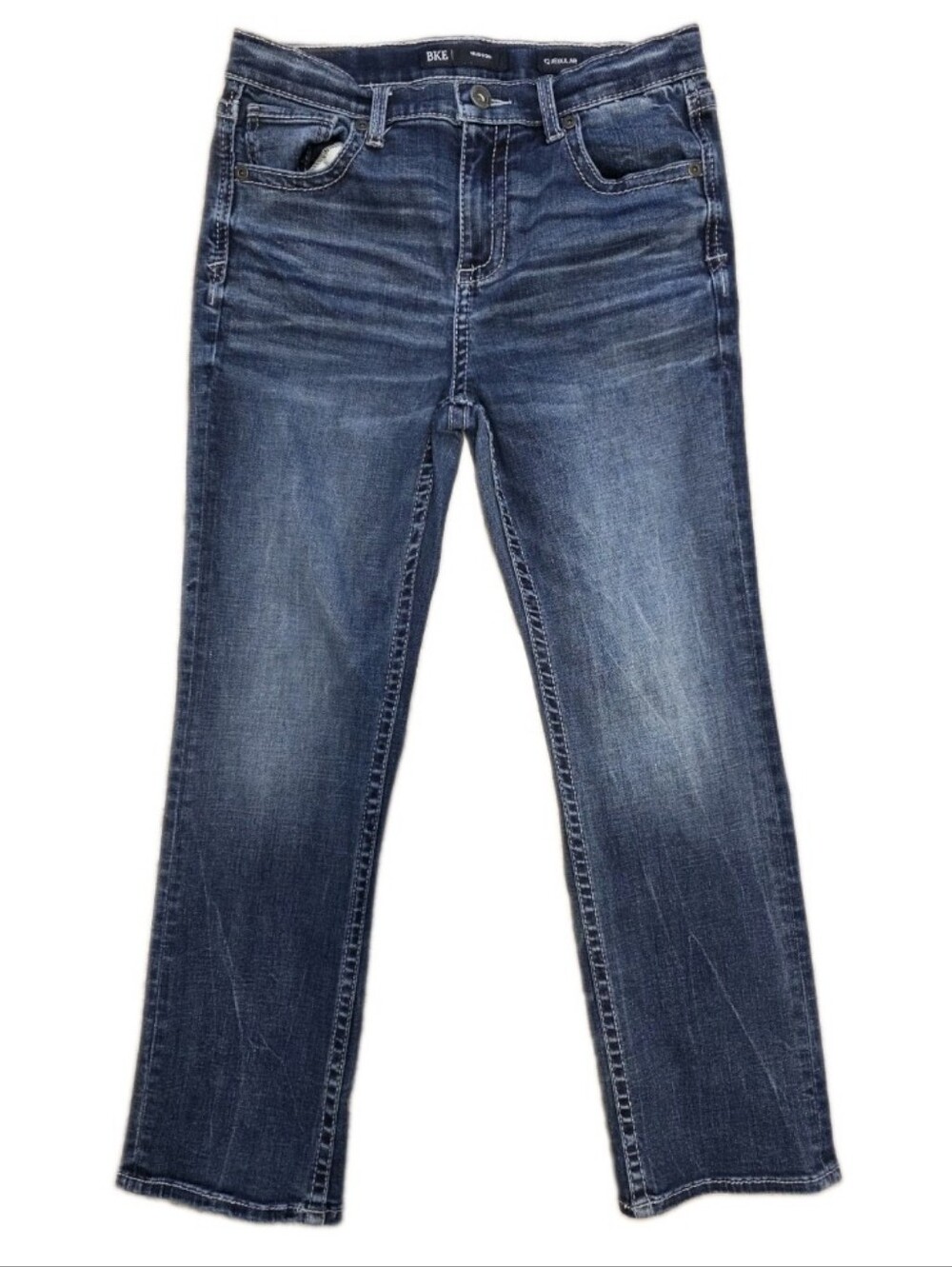 BKE Hudson Boys Straight Jeans Size 12 Blue Denim Medium School Preppy Neutral